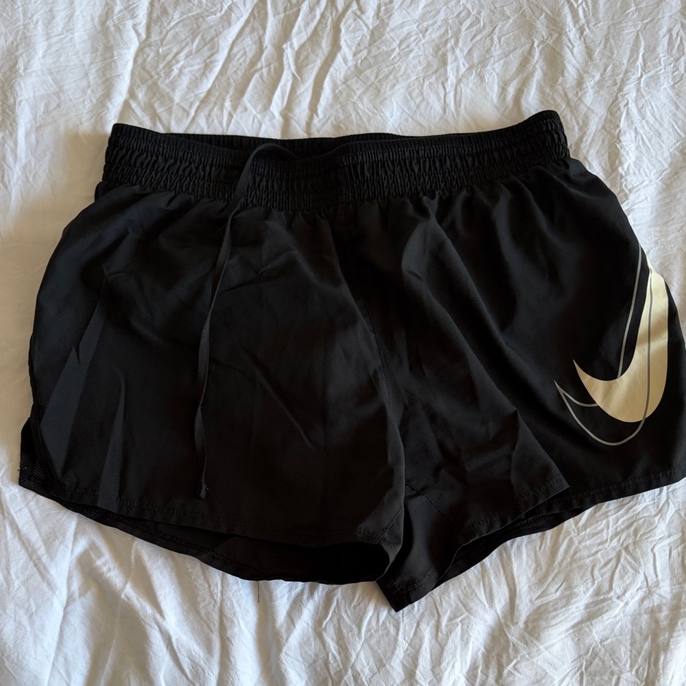 Nike Black Athletic Shorts with White Swoosh